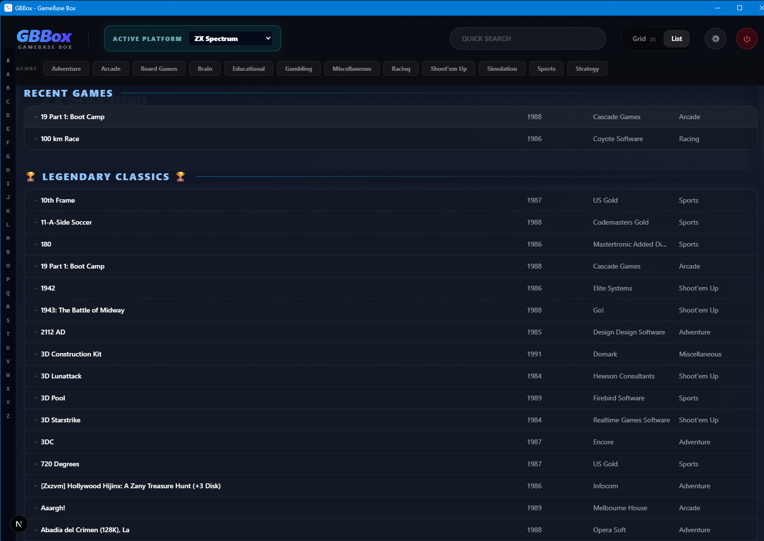 GBBox window mode list view
